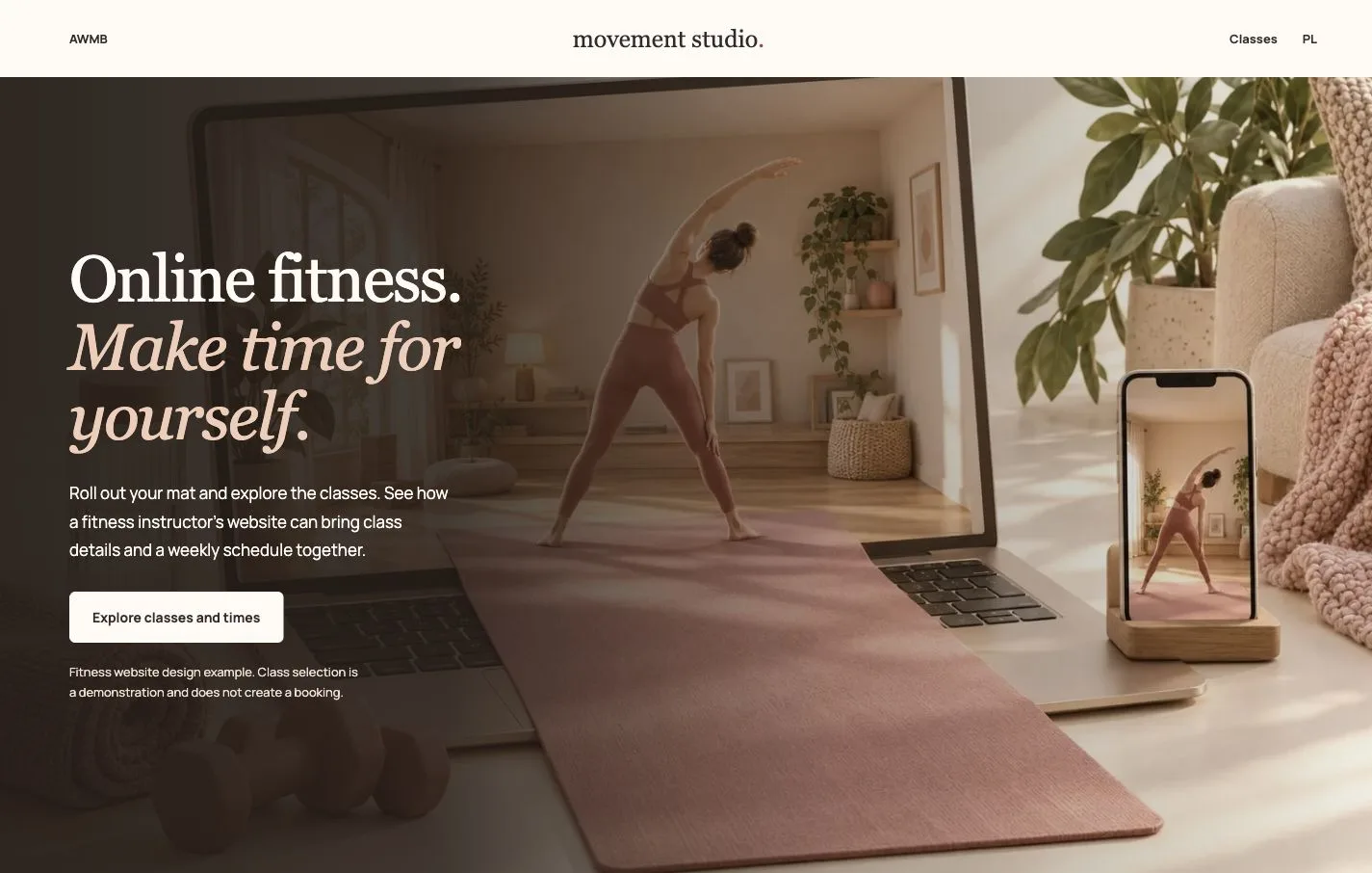 Page preview: Fitness instructor website
